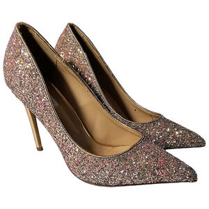 Steve Madden Glitter Pumps Women's size 9M Multicolor with Gold 4.5 Heel Shoes